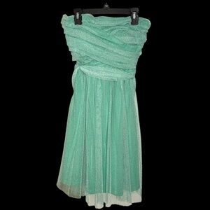 Mystic Seafoam Green Sparkly Strapless Mini Dress Size S